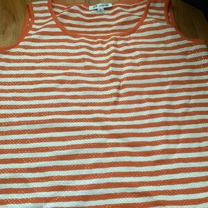 St John White and Orange Sequined Tank Sz M